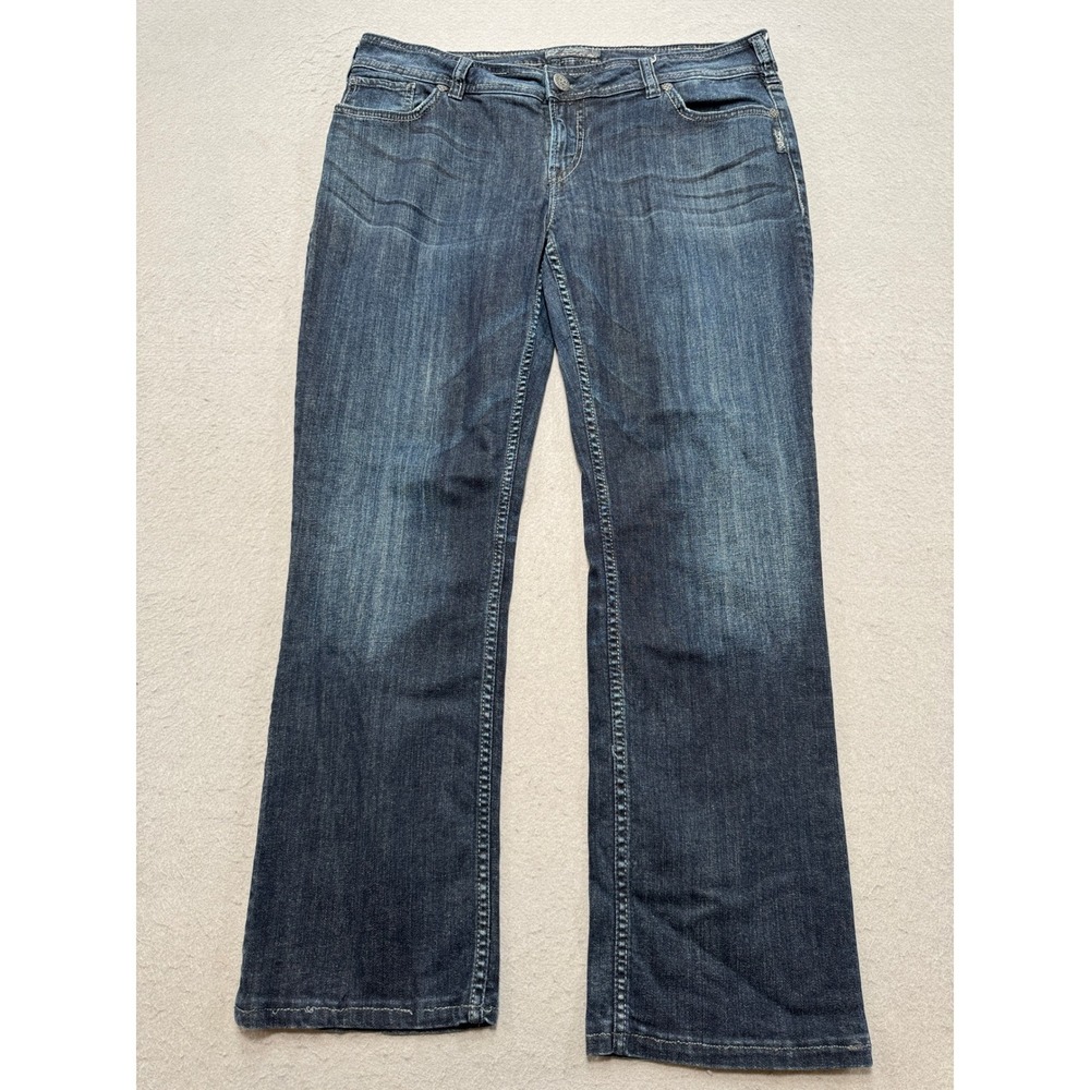 Silver Jeans Women's 36x34 Blue Denim Dark Wash Suki Straight Leg Relaxed Fit